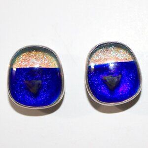 Sterling Silver Art Glass Earrings